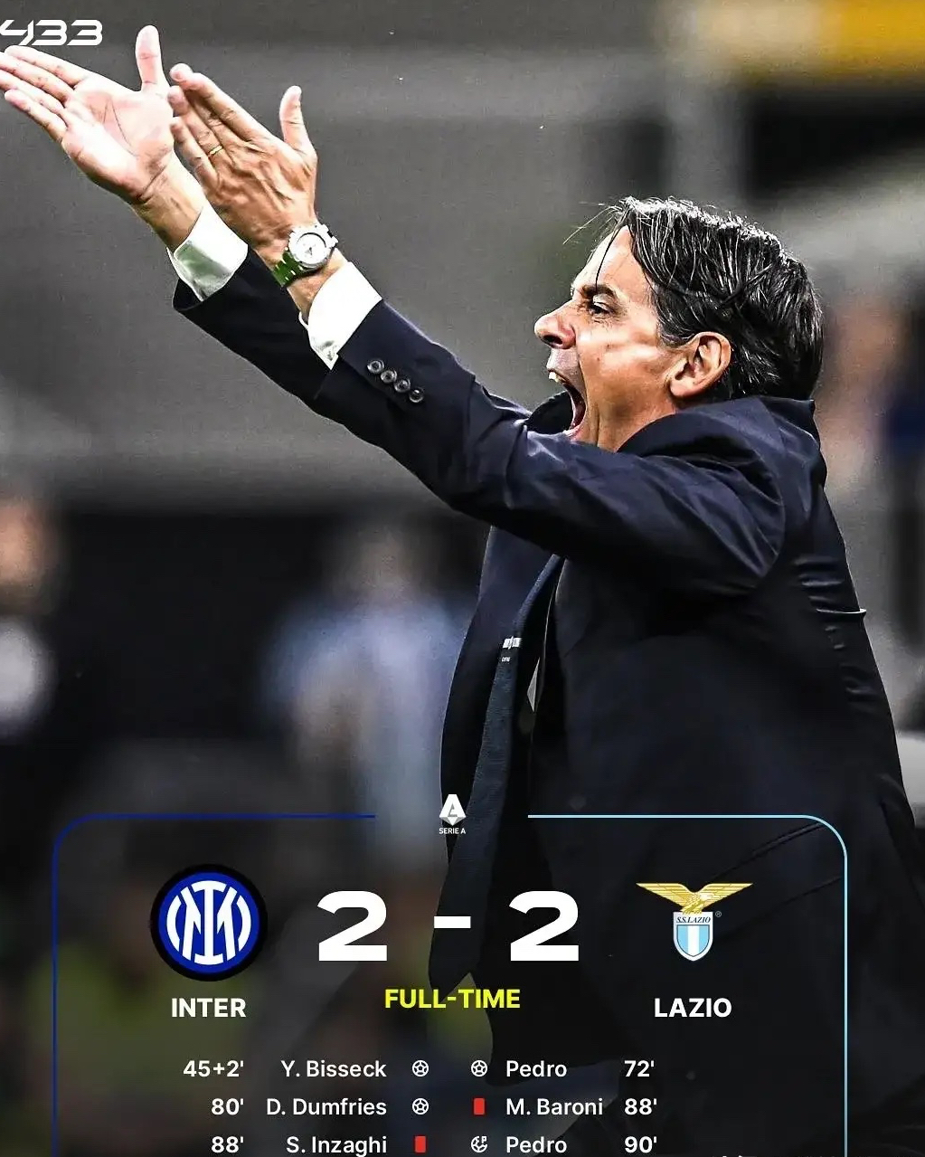 国际米兰战平那不勒斯，积分排名不变